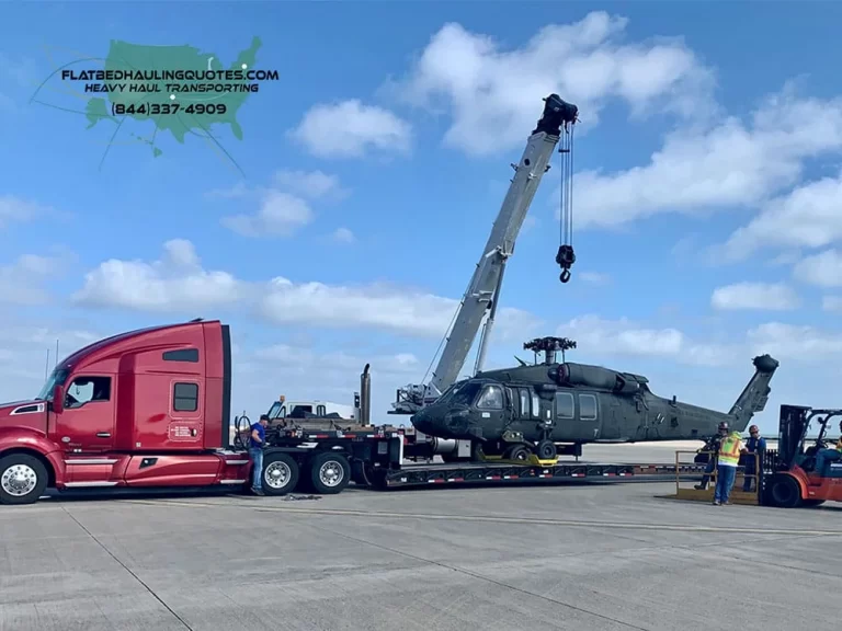 MOVING HELICOPTERS ON A FLATBED TRAILER