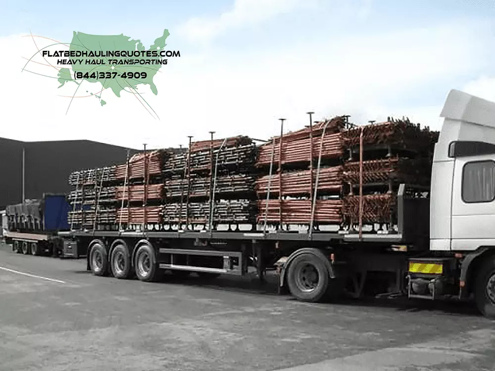 MOVING SCAFFOLDING ON A FLATBED TRAILER