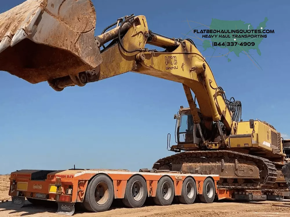 MOVING MINING EQUIPMENT ON A FLATBED TRAILER