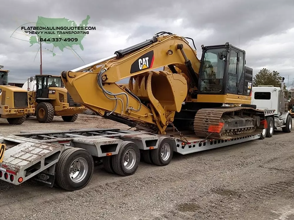 MOVING EXCAVATORS ON A FLATBED TRAILER