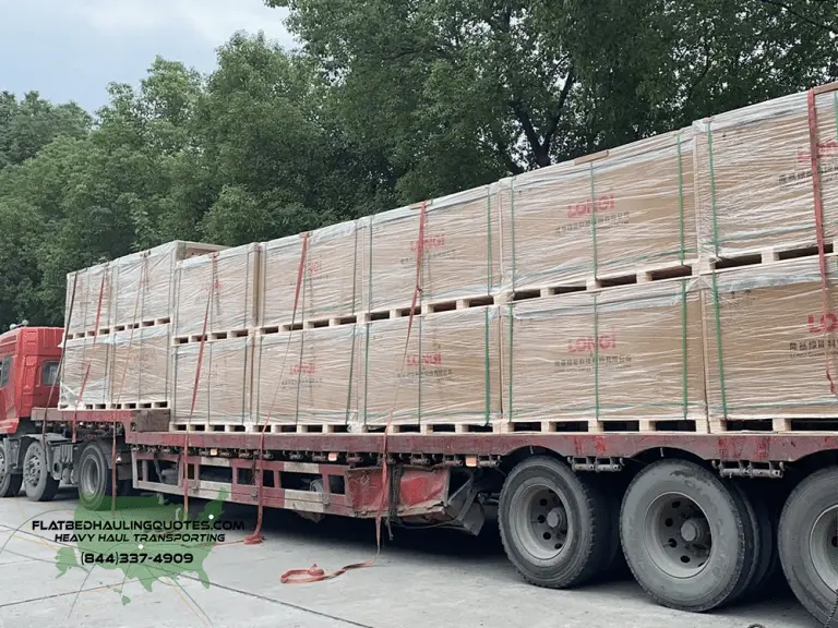 MOVING SOLAR PANELS ON A FLATBED TRAILER